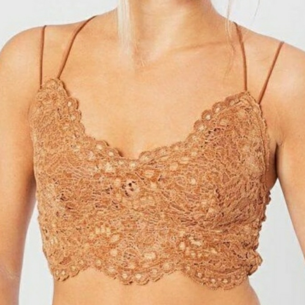 Free People Celine Velvet Floral Bralette Top S